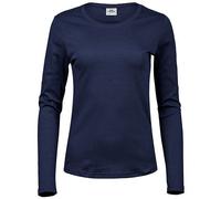 TeeJays Damen Shirt Langarm enger geschnitten Bio - Baumwolle bis 3XL Blau (Navy) M