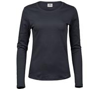 TeeJays Damen Shirt Langarm enger geschnitten Bio - Baumwolle bis 3XL Grau (Dark Grey Solid) S