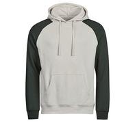 TeeJays Herren Hoodie Kapuzenpullover Sweater Two Tone Bio - Baumwolle bis 3XL Hoody Grau/Dunkelgrün XS