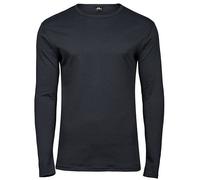 TeeJays Herren Langarm Shirt Taillierter Schnitt geschnitten Rundhals Bio - Baumwolle bis 3XL Grau XL