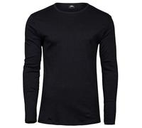 TeeJays Herren Langarm Shirt Taillierter Schnitt geschnitten Rundhals Bio - Baumwolle bis 3XL Schwarz XL