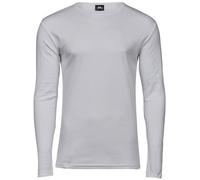 TeeJays Herren Langarm Shirt Taillierter Schnitt geschnitten Rundhals Bio - Baumwolle bis 3XL Weiß M