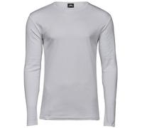 TeeJays Herren Langarm Shirt Taillierter Schnitt geschnitten Rundhals Bio - Baumwolle bis 3XL Weiß XXL (2XL)