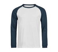 TeeJays Herren Langarm T-Shirt Two Tone Bio - Baumwolle bis 3XL Longsleeve Grau/Blau S