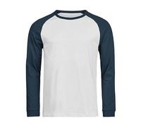 TeeJays Herren Langarm T-Shirt Two Tone Bio - Baumwolle bis 3XL Longsleeve Grau/Blau XS