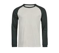 TeeJays Herren Langarm T-Shirt Two Tone Bio - Baumwolle bis 3XL Longsleeve Grau/Dunkelgrün XL