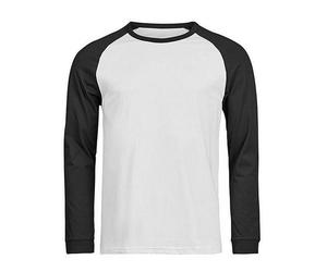 TeeJays Herren Langarm T-Shirt Two Tone Bio - Baumwolle bis 3XL Longsleeve Grau/Schwarz XL