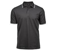 TeeJays Herren Men Stretch Polo Shirt Kurzarm Zweifarbig Dunkelgrau(Solid)/Weiss S