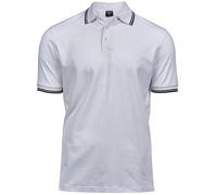 Tee Jays Luxury Stripe Stretch Polo - White/Navy - S