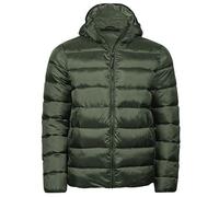 TeeJays Steppjacke Herren Unisex Wattierte Jacke mit Kapuze und Seitentaschen Dunkelgrün 2XL