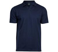 TeeJays Stretch Herren Polo Shirt Kurzarm V - Ausschnitt Bio - Baumwolle Dunkelblau (Navy) XXL