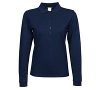 Tee Jays Ladies' Luxury LS Stretch Polo-Navy-3XL