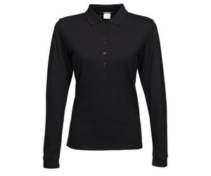 TeeJays Women´s Luxury Stretch Langarm Polo bis 3XL Poloshirt Damen Schwarz 3XL
