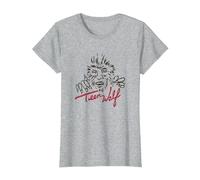 Teen Wolf Retro Vintage Eighties Werewolf Line Art Logo T-Shirt, Damen, Grau Meliert, XXL