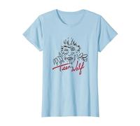 Teen Wolf Retro Vintage Eighties Werewolf Line Art Logo T-Shirt, Damen, Himmelblau, XS