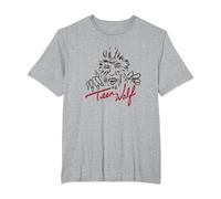 Teen Wolf Retro Vintage Eighties Werewolf Line Art Logo T-Shirt, Herren Große Größen, Grau Meliert, 4X Tall