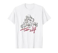 Teen Wolf Retro Vintage Eighties Werewolf Line Art Logo T-Shirt, Herren, Weiß, M
