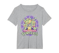 Teenage Mutant Ninja Turtles 80's Distressed Group Shot T-Shirt, Damen Große Größen, Grau Meliert, 6X
