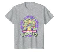 Teenage Mutant Ninja Turtles 80's Distressed Group Shot T-Shirt, Kinder, Grau Meliert, 140