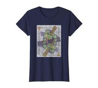 Teenage Mutant Ninja Turtles Donatello Card City Sewer Logo T-Shirt, Damen, Marineblau, XXL