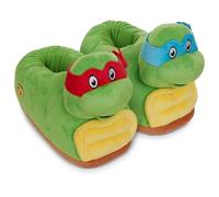 Teenage Mutant Ninja Turtles TMNT 3D-Plüsch-Hausschuhe für Herren, Michaelangelo, Raphael, Donatello und Leonardo, Grün , 13-14