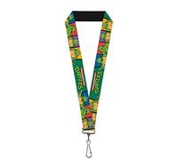 Teenage Mutant Ninja Turtles Unisex Erwachsene Schlüsselband - 2,5 cm Classic Tmnt Group Pose3/Tmnt Logo Grün/Mu Schlüsselanhänger, Mehrfarbig, Einheitsgröße US