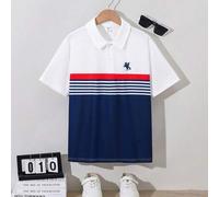 Teenager Jungen Lässiges gestreiftes & Farbblock Strick-Poloshirt im Loose Fit für den Sommer