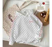 Teenager Lässig Minimalistischer Stil Süßes Polka-Dot Schleifenmuster, Süße Cremige Farbpalette, Weiches und Bequemes Kapuzen-Sweatshirt, Geeignet für