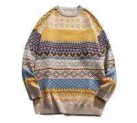 Teenager Mädchen Norweger Pullover Damen Herbst Winter Strickpullover Langarm Winterpullover Warm Sweatshirt Rundhals Sweater Jumpers Oberteile Norwegermuster Pulli Damenpullover Herbstmode 2024