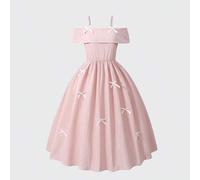 Teenager Mädchen Sommer Lässig Schleife Dekor Strukturiertes Off-Shoulder Kleid