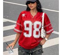 Teenager Mädchen V-Ausschnitt Crop Top, locker sitzende Kurzarm T-Shirt mit Kontrastfarbe, geeignet für Frühling/Sommer Straßenmode, Alltagsoutfit, Sp