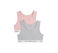 Teenie-BH "2 PK BRALETTE mit elastischem Bund im 2er-Pack", Mädchen, Gr. 140/146, N-Gr, foggy pink, lt grau htr, Jersey, Obermaterial: 95% Baumwolle, 5% Elasthan, TOMMY HILFIGER UNDERWEAR, körpernah,