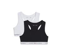 Teenie-BH "2 PK BRALETTE mit elastischem Bund im 2er-Pack", Mädchen, Gr. 140/146, N-Gr, schwarz-weiß (weiß, schwarz), Jersey, Obermaterial: 95% Baumwolle, 5% Elasthan, TOMMY HILFIGER UNDERWEAR, körper