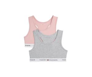 Teenie-BH "2 PK BRALETTE mit elastischem Bund im 2er-Pack", Mädchen, Gr. 164/170, N-Gr, foggy pink, lt grau htr, Jersey, Obermaterial: 95% Baumwolle, 5% Elasthan, TOMMY HILFIGER UNDERWEAR, körpernah, 