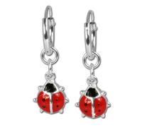 Teenie-Weenie Creolen 13mm rot Ohrringe Silber Marienkäfer Kinder SDO073