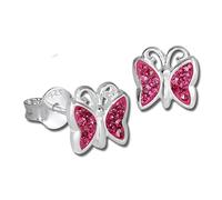 Teenie-Weenie Ohrringe 8mm Kinder Silber Ohrstecker Schmetterling rosa SDO094A Silber Ohrstecker