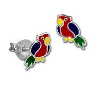 Teenie-Weenie Ohrringe für Kinder 925 Silber Ohrstecker Papagei bunt SDO8154R Silber Ohrstecker