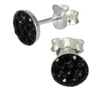 Teenie-Weenie Ohrringe für Kinder 925 Silber Ohrstecker Rund schwarz SDO252S Silber Ohrstecker