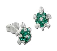 Teenie-Weenie Ohrringe Kinder Silber Ohrstecker Schildkröte grün weiß SDO8006G Silber Ohrstecker