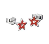 Teenie-Weenie Ohrringe Ohrstecker 6mm Echt Silber rot Stern für Kinder D2SDO200R ein schönes Geschenk zu Weihnachten, Geburtstag, Valentinstag für Kinder
