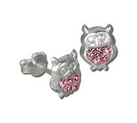 Teenie-Weenie Ohrringe Ohrstecker Echt Silber rosa Eule für Kinder D2SDO8009A ein schönes Geschenk zu Weihnachten, Geburtstag, Valentinstag für Kinder