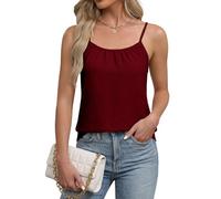 Teesho Damen Cami Top Sommer Spaghetti Oberteile Ärmellose Bluse Chiffon Tank Tops elegant blusen Tops(Weinrot/M)