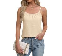 Teesho Damen Cami Top Sommer Spaghetti Oberteile Ärmellose Bluse Chiffon Tank Tops elegant blusen Tops(Aprik/L)