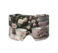 Teetassen mit Rosen, romantischer Shabby-Druck, kühlende Schlafmaske zum Schlafen in völliger Dunkelheit, Schlafmaske, weich, Geschenke für Männer und Frauen
