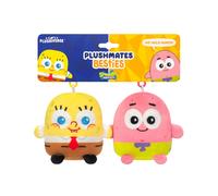 TeeTurtle Spongebob Squarepants and Patrick Star Plushmates Besties Keychain Set - Officially Licensed Novelty Clip-On Plush with Magnetic Hands