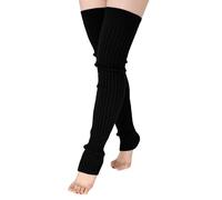TeeYee Damen Stulpen Winter Beinwärmer Beinstulpen Strumpf Extra Lang Gestrickte Warme Kniewärmer für Frauen Mädchen Yoga Ballett Schwarz M