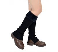 TeeYee Damen Stulpen Winter Beinwärmer Beinstulpen Strumpf Schwarz