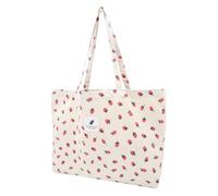 TeeYee Erdbeere Cord Tasche Damen Umhängetasche Tote Bag Kord Damen Shopper Handtasche Schultertaschen Arbeit Büro Reisen Einkauf Schule Alltag Reis erdbeere L