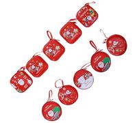 TEHAUX 10 Stück Kreative Kleiner Münzgeldbörsen mit Reißverschluss aus Spte Material Weihnachten Thema Muster Nicht Verformbar und Praktisch für Mitgebsel Weihnachten
