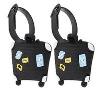 TEHAUX 2 Stück Niedliche Gepäckanhänger Flugzeug Bordkarte aus Robustem PVC Schwarze Reise Id Etiketten für Koffer Rucksack Erwachsene